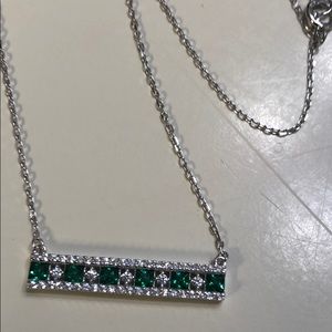 925 silver green bar necklace